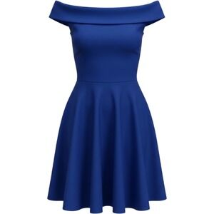 B. Darlin Royal Blue Off The Shoulder Fit and Flare Cocktail Dress Size 1/2